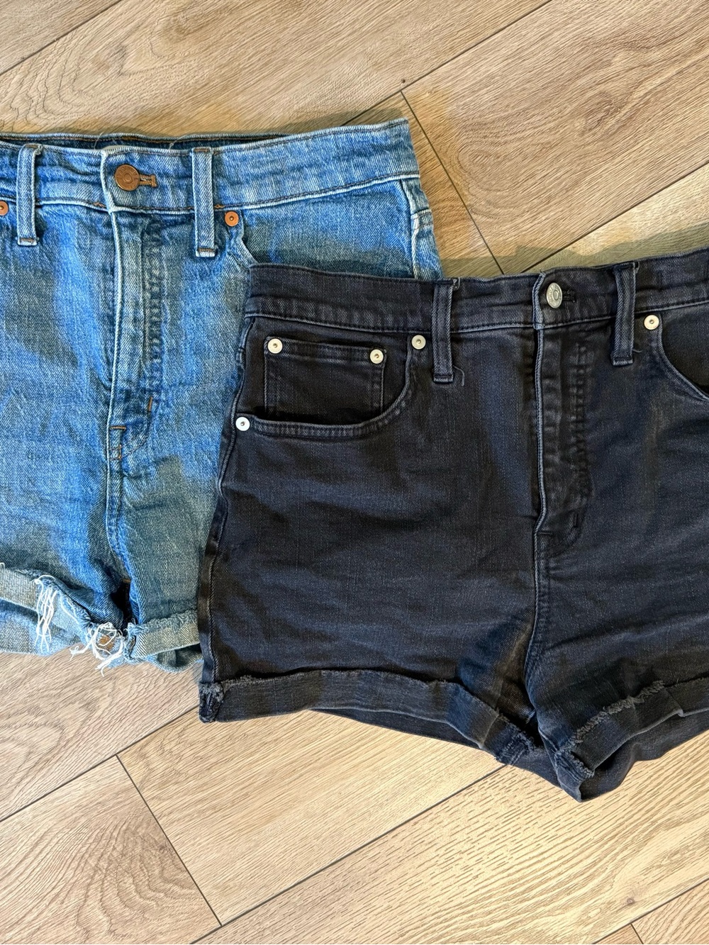 Madewell High-Rise Denim Shorts - two pairs
